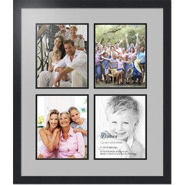 ArtToFrames Collage Photo Frame Double Mat with 4-8x10 Openings with Satin Black Frame and TV Grey mat.