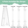 6 Pairs of Transparent Bra Straps, 1 cm/1.2 cm/1.5 cm