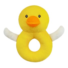 Doindute Baby Duck Soft Rattle Toy, Duck Plush Infant Shaker Rattle Easy-Grasp Stuffed Animal Toy, Gifts for Newborns Babies Toddlers Boys Girls, Yellow, 5 Inches