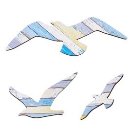 LCUHAVA Pack of 3 Wall Decoration Seagull Shape Decorative Maritime Wood Easy to Use Decoration, Not Easy to Fall Wall Decoration Country Style Maritime Decoration Suitable for Bathroom Decoration