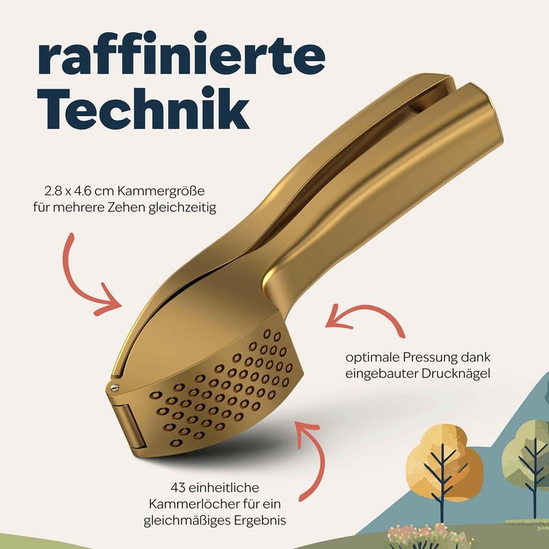 kjøk Premium garlic press made of zinc alloy in matt
