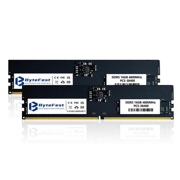 ByteFest DDR5 RAM 32GB (2x16GB) 4800MHz UDIMM PC5-38400 CL40 1.1V