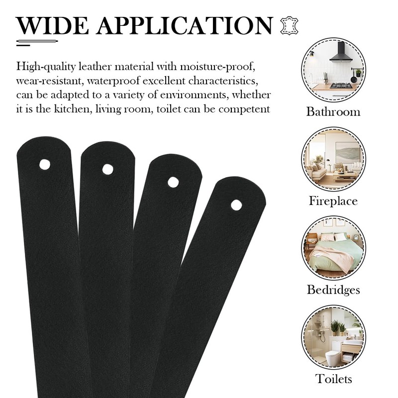FERCAISH Pack of 8 PU Leather Curtain Rod Holders, Wall