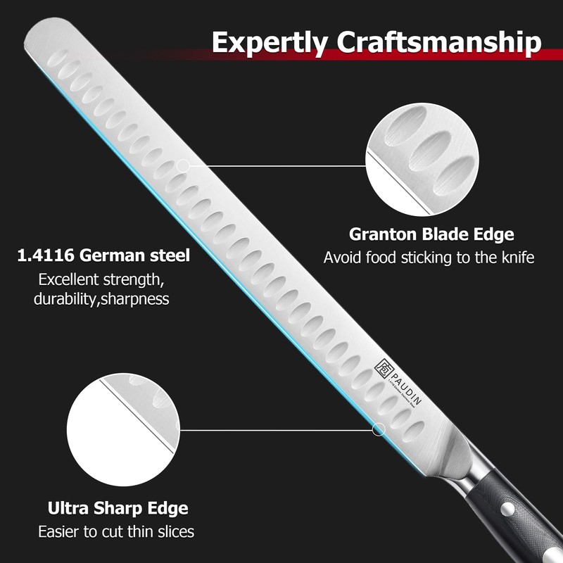 PAUDIN Carving Knife, 12 Inch Brisket Knife, Premium Slicing Knives