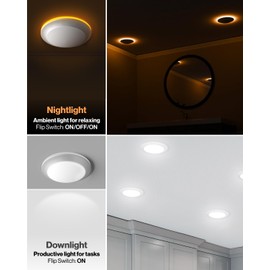 Sunco Lighting 6 Pack 6 Inch LED Nightlight Disk Lights Flush Mount Ceiling Light Fixture Recessed, 13W, 1200 Lumens, Selectable CCT, Dimmable Low Profile Surface Mount ETL