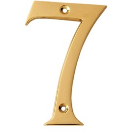 eSplanade 4" Brass House Hotel Door Number Plaque Sticky Numeric Numerical Digit 0-9 (7 (Seven))