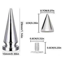 FYHJTRT 240 Pairs Cone Spikes Screwback Studs, Cone Silver Studs for DIY Leathercraft Decoration Punk Rock Style Clothing Accessories (Silver)
