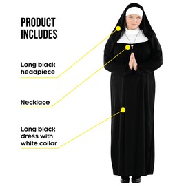 Fun Shack Female Nun Costume, Nuns Fancy Dress Costume, Nun Outfit Women, Nun Costumes for Women, Nun Fancy Dress Accessories, Medium