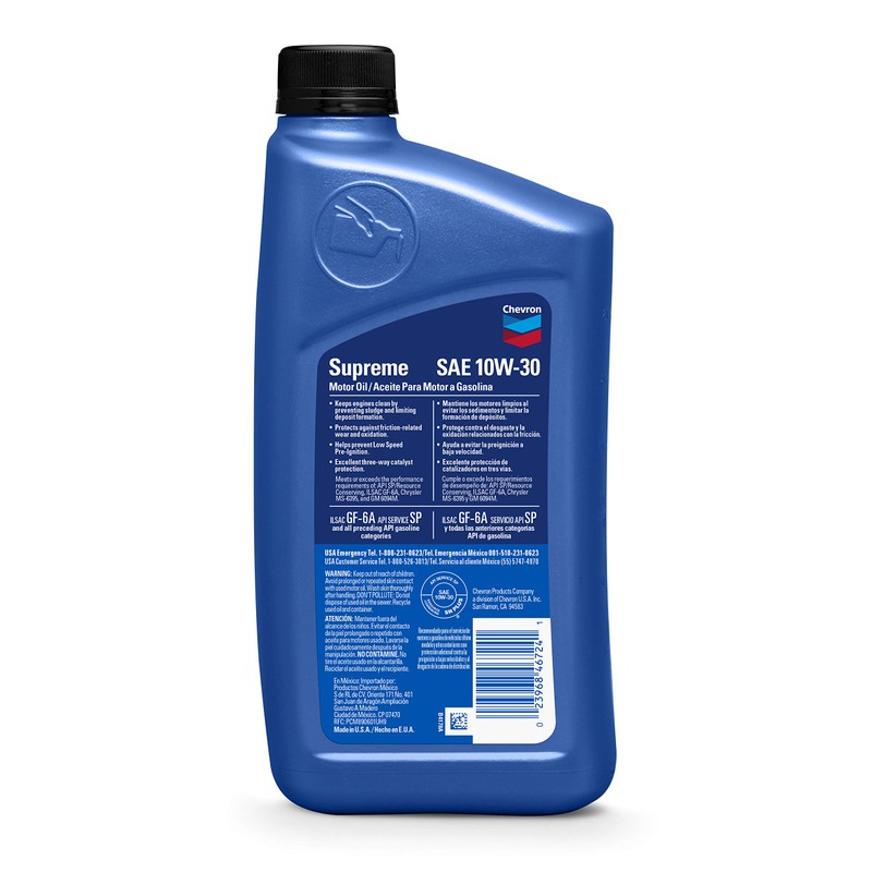 Chevron Supreme (220155719-12PK) 10W-30 Motor Oil - 1 Quart, (Pack