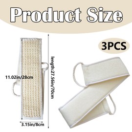 3 Pcs Loofah Back Scrubber, Natural Loofah Exfoliating Back Scrubber for Shower, Back Washers for Shower with Three Loofahs, Luffa Back Scrubber 8 x 28 x 70 cm