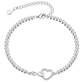 BMMYE Women's 925 Silver Bracelet, Hypoallergenic Bracelet, Silver, Women's Infinity Bracelet, Inlaid AAAA+ Cubic Zirconia, Sterling Silver, Cubic Zirconia