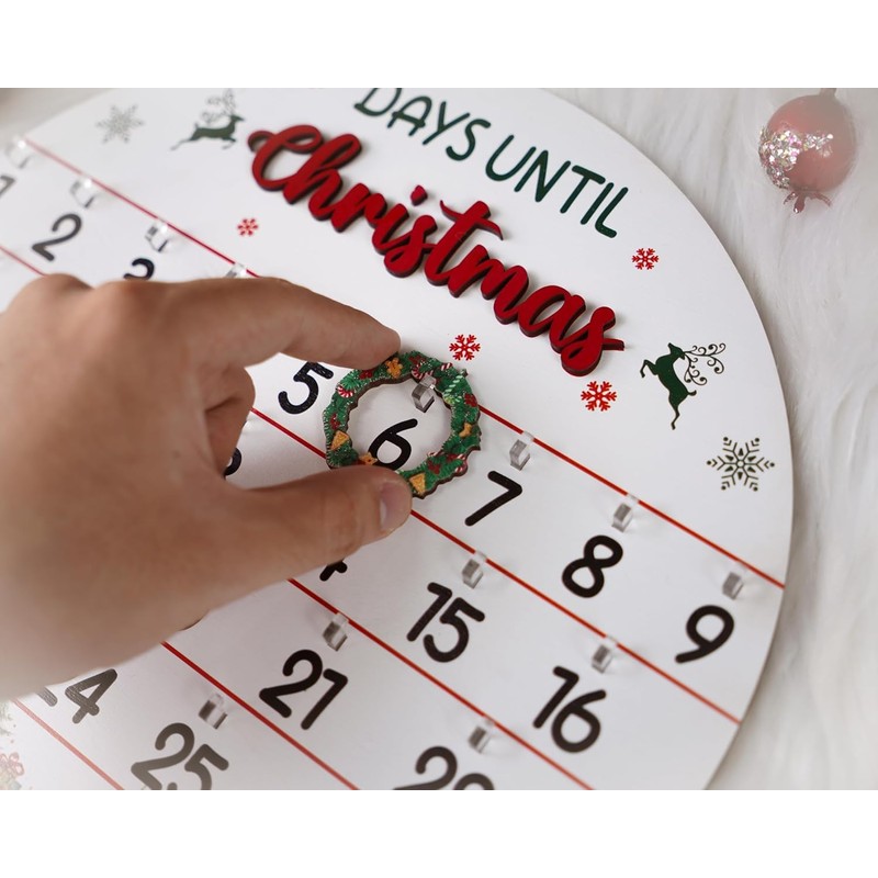 Wooden Christmas Advent Calendar, 25-Day Christmas Countdown Calendar, Christmas Advent
