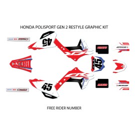 HONDA POLISPORT RESTYLE GEN 2 GRAPHICS  CR125 250 2002 2003 2004 2005 2006 2007 - 2002-2007 CR OEM Style, White with Black Numbers