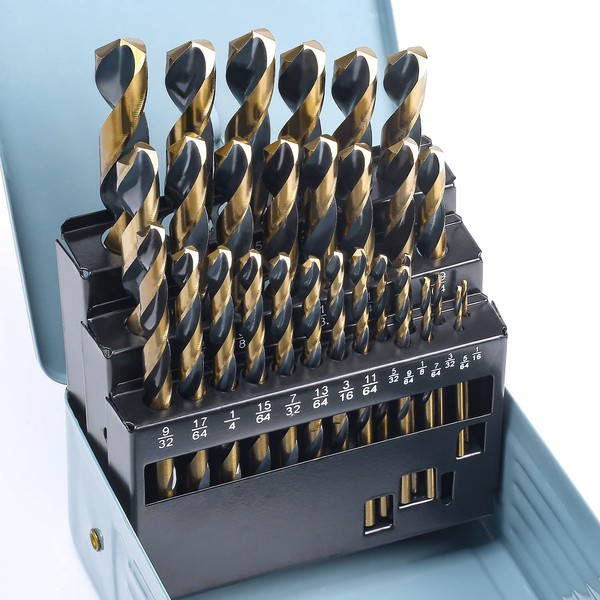 CaRoller 29Pcs Drill Bit Set, 135 Degree Tip High Speed