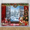 Leowefowa 10x8ft Christmas Window Backdrop Winter Snowy Scene Merry Christmas
