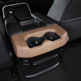 Car Rear Cup Holder Decor Cover Compatible with Toyota Tundra Sequoia 2022 2023 2024, Center Console Interior Decoration Trim Accessories (Pear Wood)