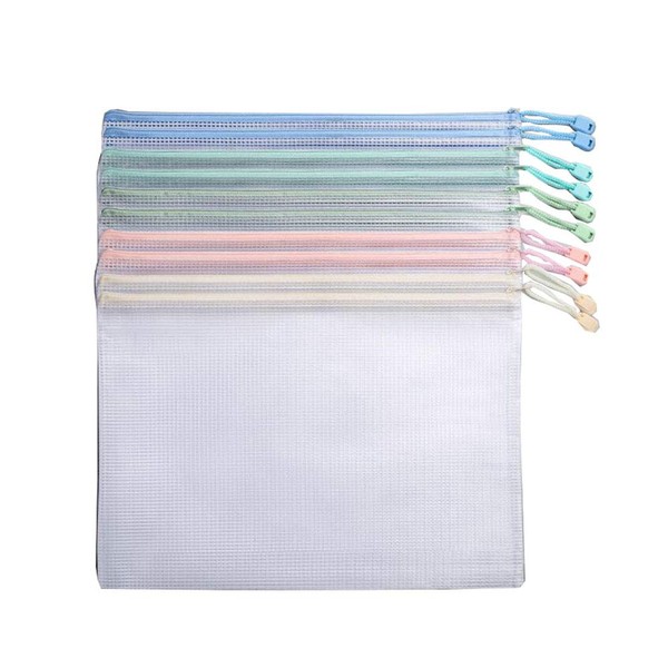 Zippered File Bags, A4, 20 Pieces, PVC Zippered Mesh Case,