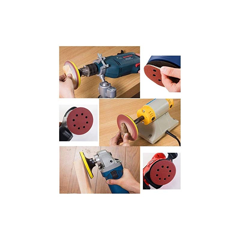 WINGONEER 50PCS Sanding Disc Pads, 5 Holes 8 Holes 120