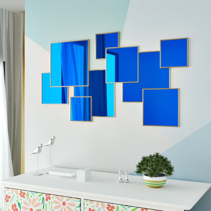 Mangoloo Blue Mirror Stickers for Flexible Sheets Self Adhesive Blue