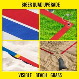 YUXUXU Professional Beach Volleyball Lines for Sand-2inch [Doubles 2V2, Short Court 26.3' X 52.6'], Highly Visible, All-Weather, with Stainless Anchors & Sand Bags - Red and Blue