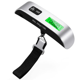 Blendura Luggage Scales, Digital Portable Luggage Weight Scale 110 lb/ 50KG, Hanging Suitcase Weigher for Travel, Suitcase Scale with Temperature Measurement Function Capacity Silver