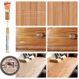 Wood Furniture Repair Kit - 6 Oak Color Wood Fillers with 6 Touch Up Markers and Wood Polish Wax for Wooden Stains, Scratch Repair, Cracks, Perfect for Laminate, Cabinet, Tables, Oak, Walnut
