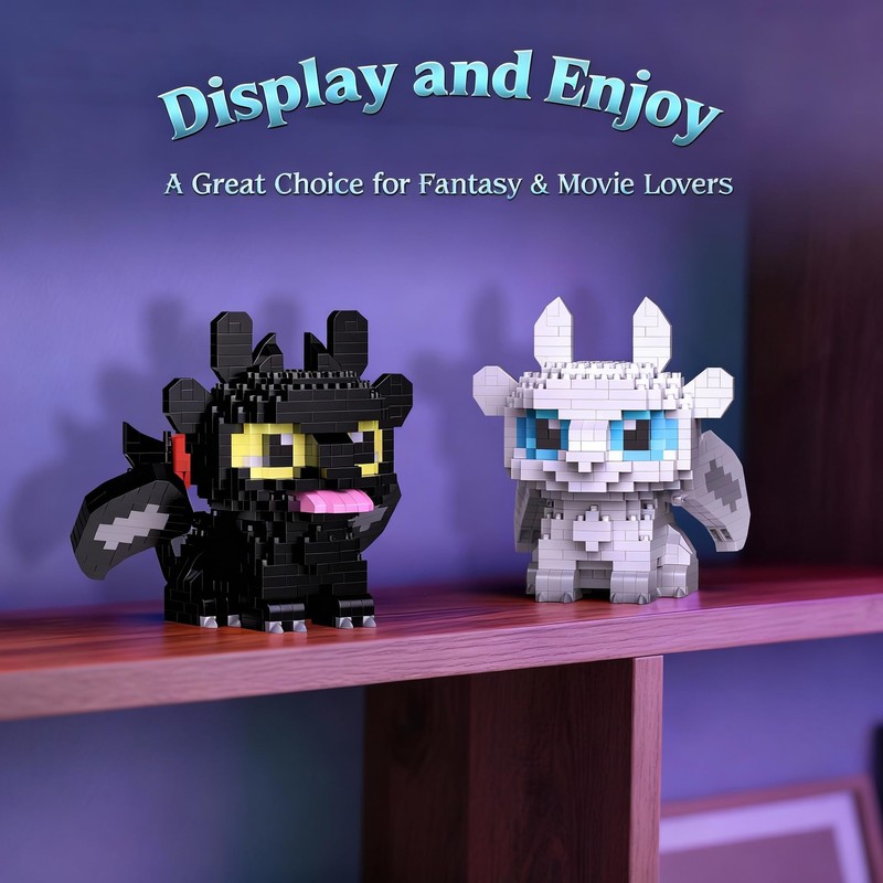 IBLOTIME Micro Dragon Building Set, Black & White Dragons, 1158