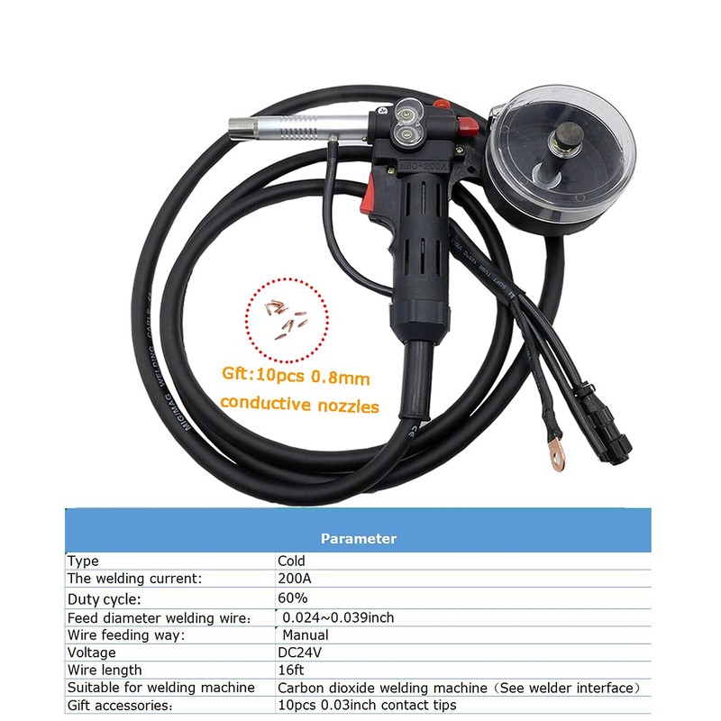 PreAsion Aluminum Spool Gun Fit Miller210 Spoolmate 3035 5M(16ft) Cable