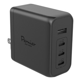 Tama Electronics Industry PD100W Compatible AC Charger, USB x 4 Ports (3 USB-C and 1 USB-A) Permier PR-AP160UC3 Gallium Nitride GaN Rapid Charging AC Adapter PSE Technical Standards Compliant Foldable