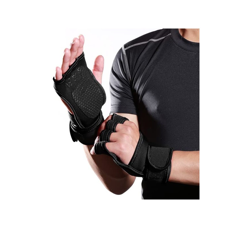 Weight Lifting Workout Gloves with Built-in Wrist Wraps for Men