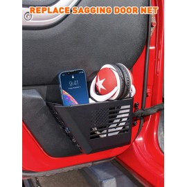 Savadicar Metal Rear Door Pockets Compatible with 2011-2018 Jeep Wrangler JK JKU, Door Storage Accessories for Replace Sagging Nets, 2 PCs