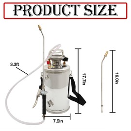 YSMN Hand Pump Sprayer Stainless Steel Sprayer for Indoor and Outdoor 1.5 Gallon Sprayer 16 in Wand 3.3 FT Hose