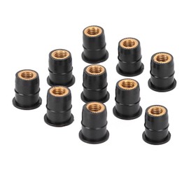 Well Nut Kit 10 Pieces Well Nut M6 x 0.8 mm Rubber Captive Brass for Motorcycle ATV Windscreen Body