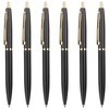 Unibene 6 Pack Black & Gold Click Ballpoint Pens -1.0mm