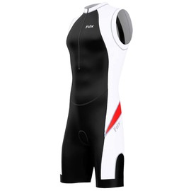 FDX Men Triathlon Suit - Lightweight Trisuit for Duathlon Swimming, Cycling, Running - Quick Dry, Breathable One Piece Sleeveless Bodysuit for Outdoor Sports (Red-L)