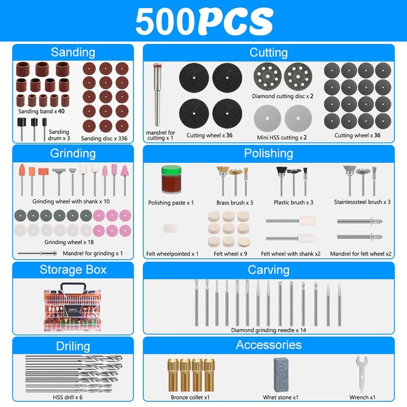OBEST 500 Pieces Multifunctional Tool Accessory Set Rotary Tool Accessory