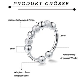 VIKY® Pack of 9 Adjustable Anti-Stress Ring, Relief from Anxiety and Anti-Stress Rings, Silver, Anxiety Spinning Ring with Diamond, Open Spinner Ring Women, Anxiety Ring, Stress Rings for Girls and