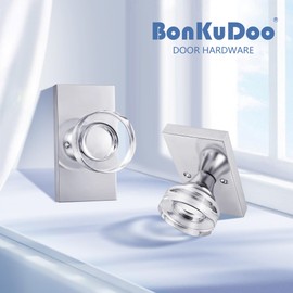 BonKuDoo 4 Pack Glass Crystal Dummy Door Knobs Interior,Inactive Crystal Half-Dummy Door Knobs for Closet/Bifold, Polished Chrome