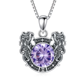 LONAGO Gemini Zodiac Sign Necklace Gemini Constellation Necklace Gift for Women (Gemini May)