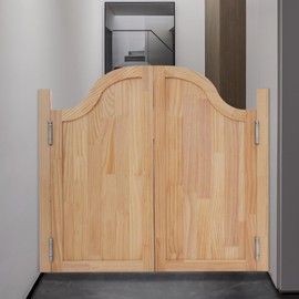 Undercat Swinging Door, Wood Cafe Doors, Auto Close Interior Saloon Door with 4 Hinges, for Hallway Porch Kitchen Bar Stairs Entrance, 39.37 * 35.43 in, Log Color