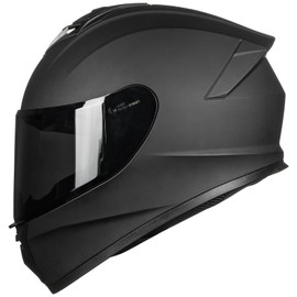 AUBOA Full Face Motorcycle Helmets for Adult Men Women, Lightweight Motorbike Street Bike Racing DOT Helmet Model AU-T801B Matte Black with Black Smoke Visor, XL