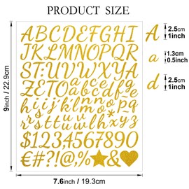 1152Pcs 12 Sheets Self Adhesive Glitter Alphabet Letter Stickers Small Alphabet Number Vinyl Letters Stickers for Scrapbooking DIY Crafts Graduation Cap Notebook Classroom Decor (Gold)