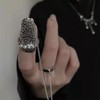 Inateannal Pearl Fingernail Ring Open Nails Ring Chain Fingertip Manicure