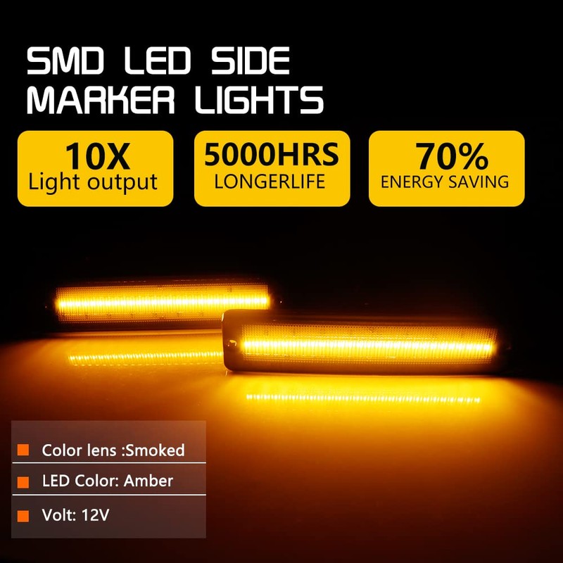 Tonsya Kit de lente ahumada negra con luz LED ámbar