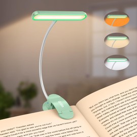 Gritin Rechargeable Book Light for Reading in Bed with 19 LED &Memory Function-Eye Caring 3 Color Temperatures, 5 Brightness Levels, 80 Hrs Runtime Flexible Goose Neck Clip on Book Light-Cyan
