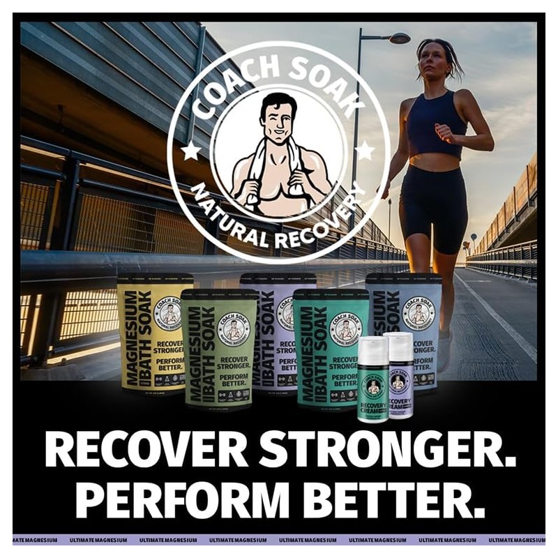 3 Pack Bundle: Coach Soak Recovery Bath Soak, Epsom Salt