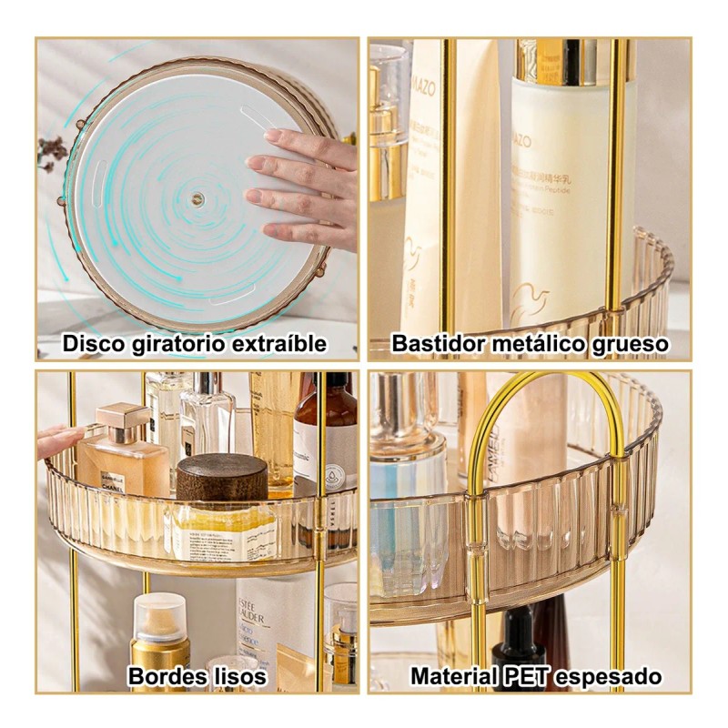 Organizador De Maquillaje Giratorio De 360 Grados 3 Niveles