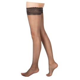 Mytoptrendz® Elastane Suspender Stockings with Lace -Thigh High Glossy For Women's Garter Belts (Barely Black- OS)