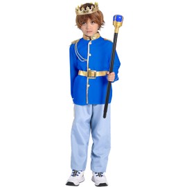 TOGROP Prince Charming Costume for Kids Boys Royal Prince King Outfit Party Cosplay 9-10 Years Blue