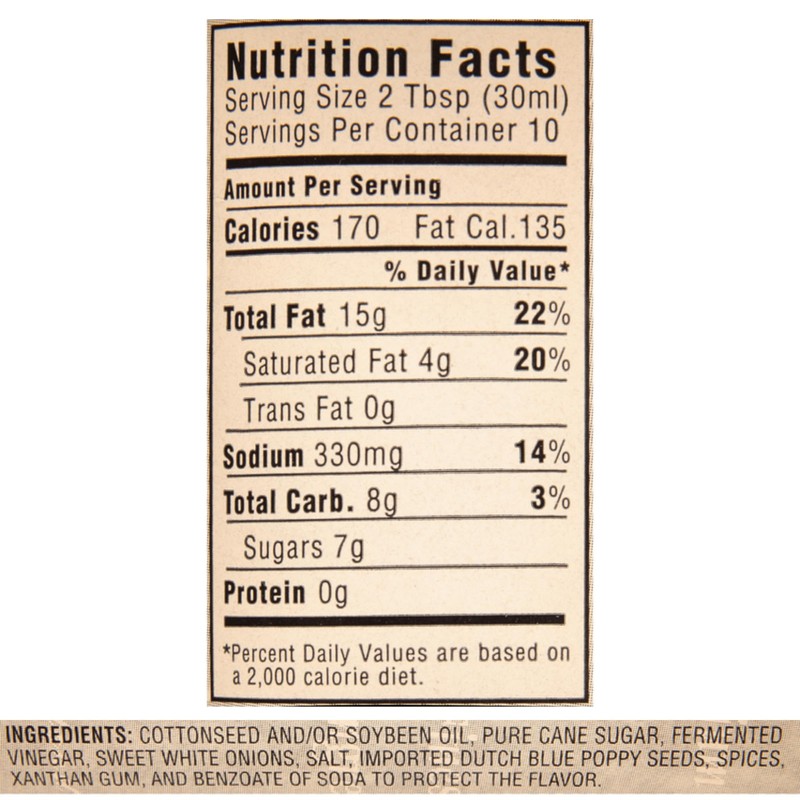 La Martinique Original Poppy Seed Dressing 10 Ounce Bottle (Pack